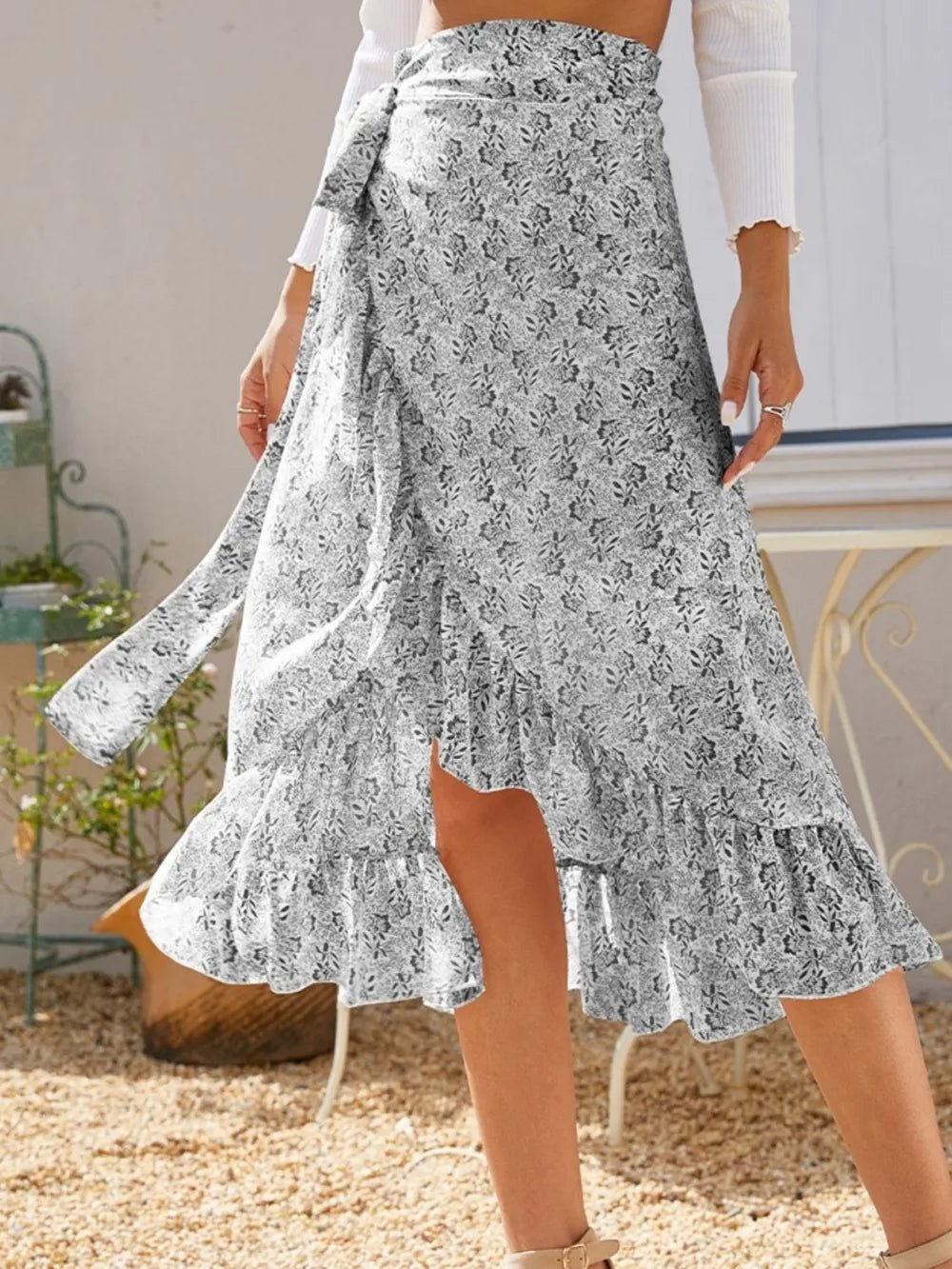Printed Ruffled Midi Skirt - adritiX