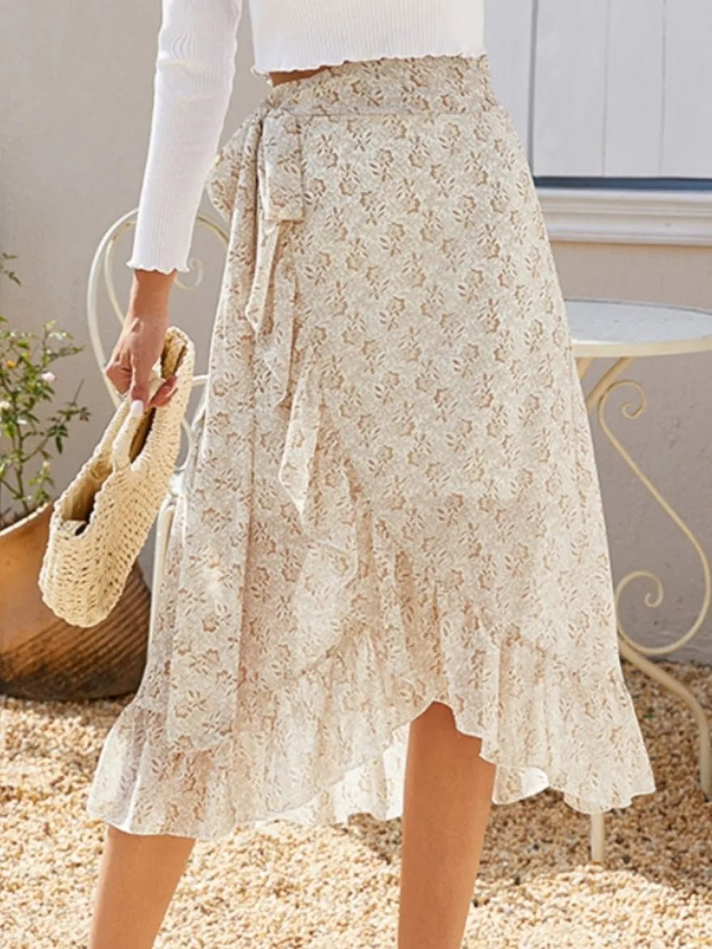 Printed Ruffled Midi Skirt - adritiX