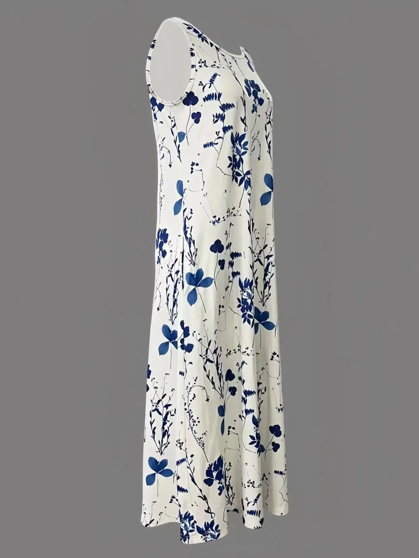 Printed Sleeveless Summer Midi Dress - adritiX