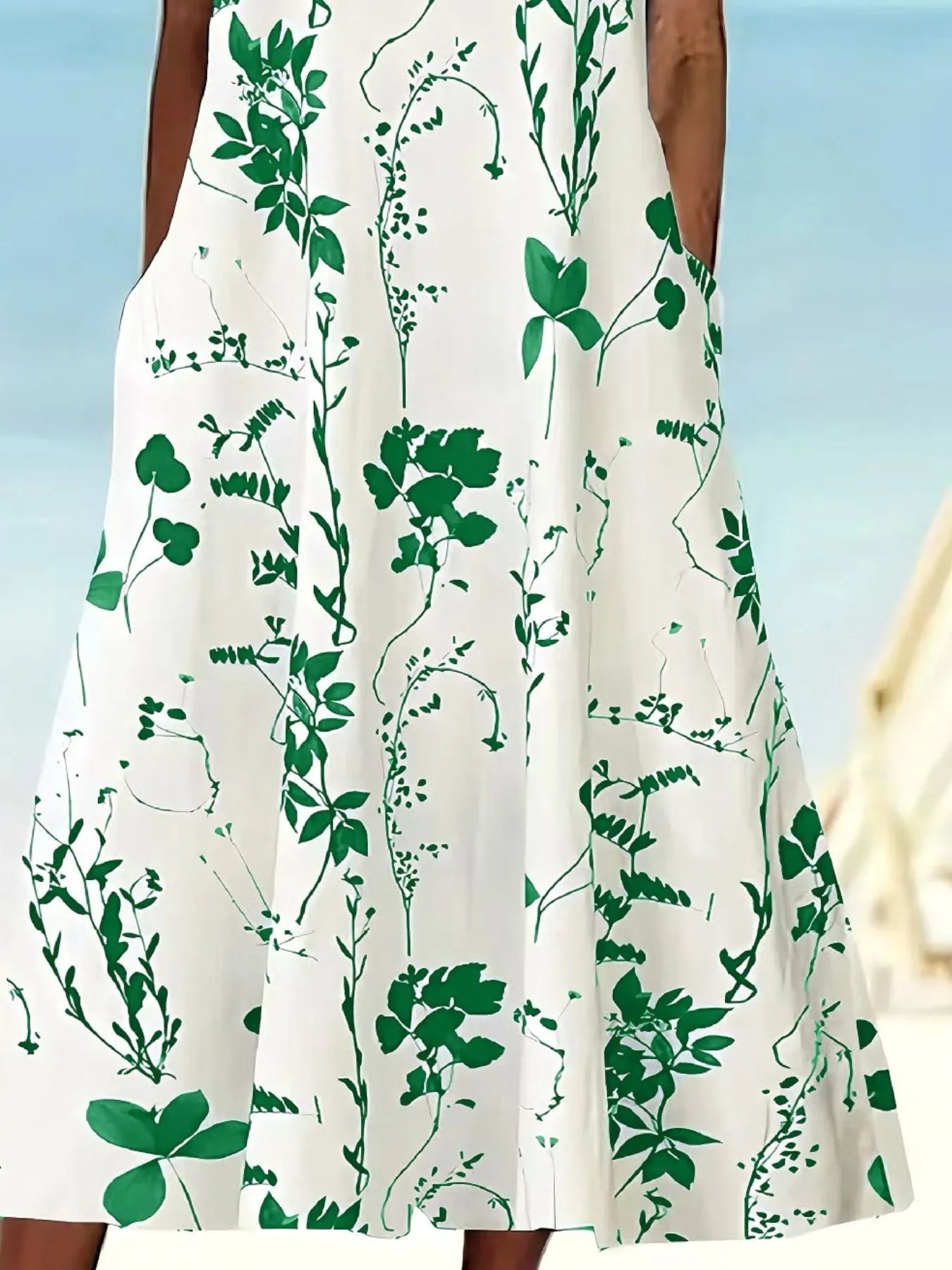 Printed Sleeveless Summer Midi Dress - adritiX