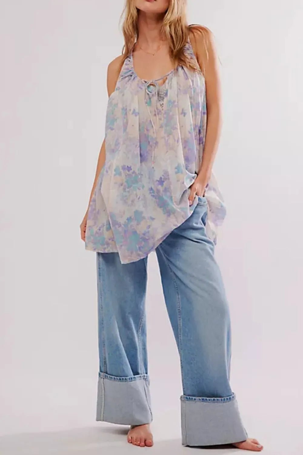 Printed Sleeveless Summer Mini Dress - adritiX
