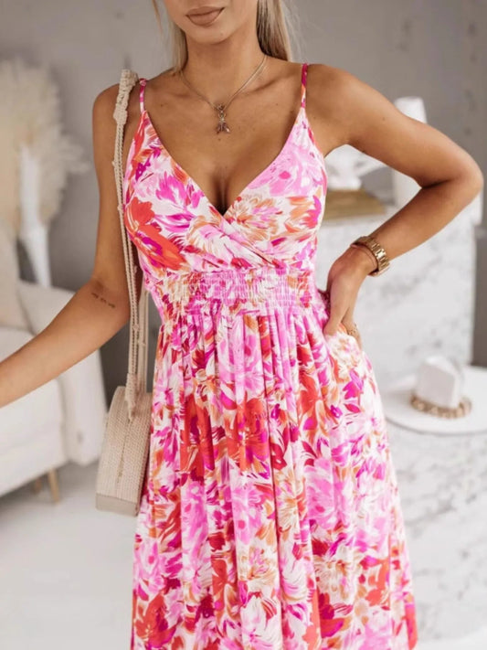 Printed Spaghetti Strap Maxi Dress - adritiX