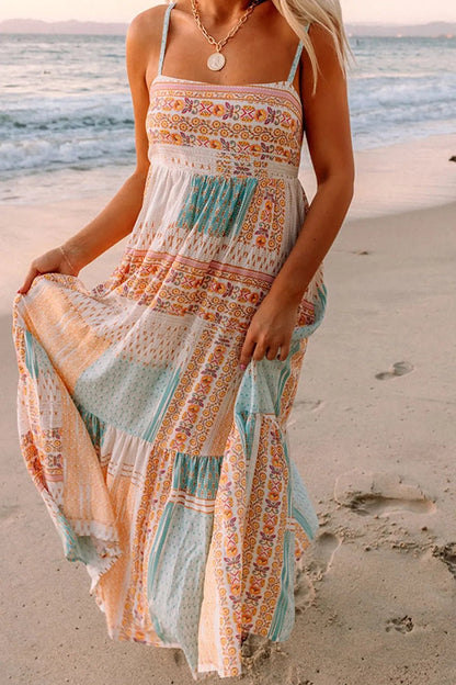 Printed Square Neck Cami Dress - adritiX