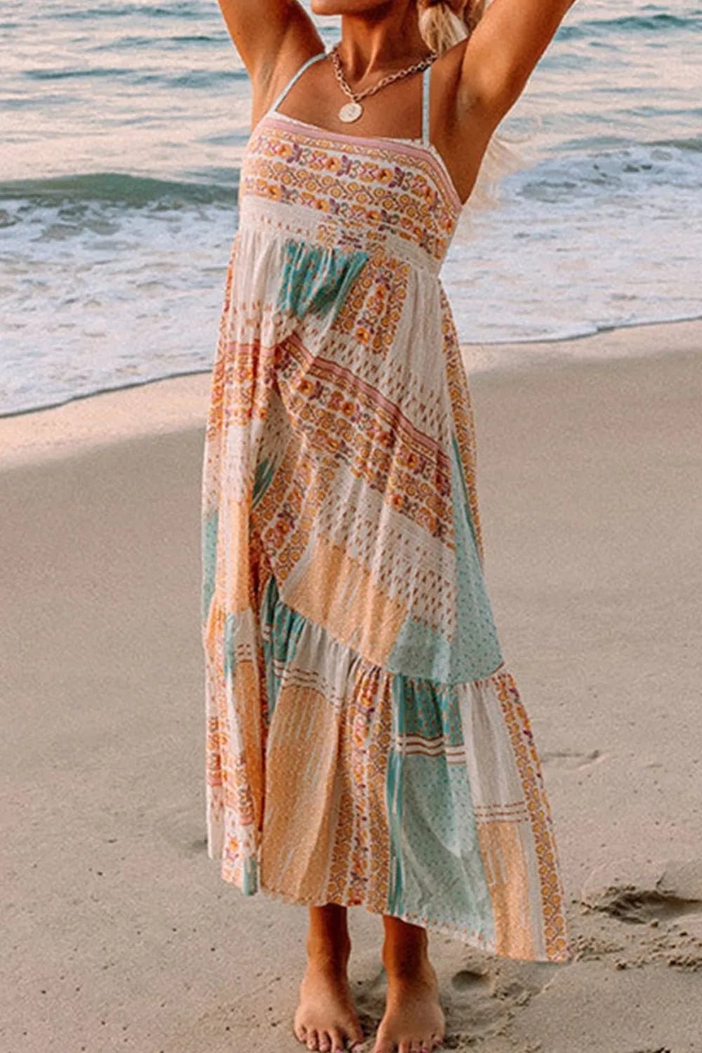Printed Square Neck Cami Dress - adritiX
