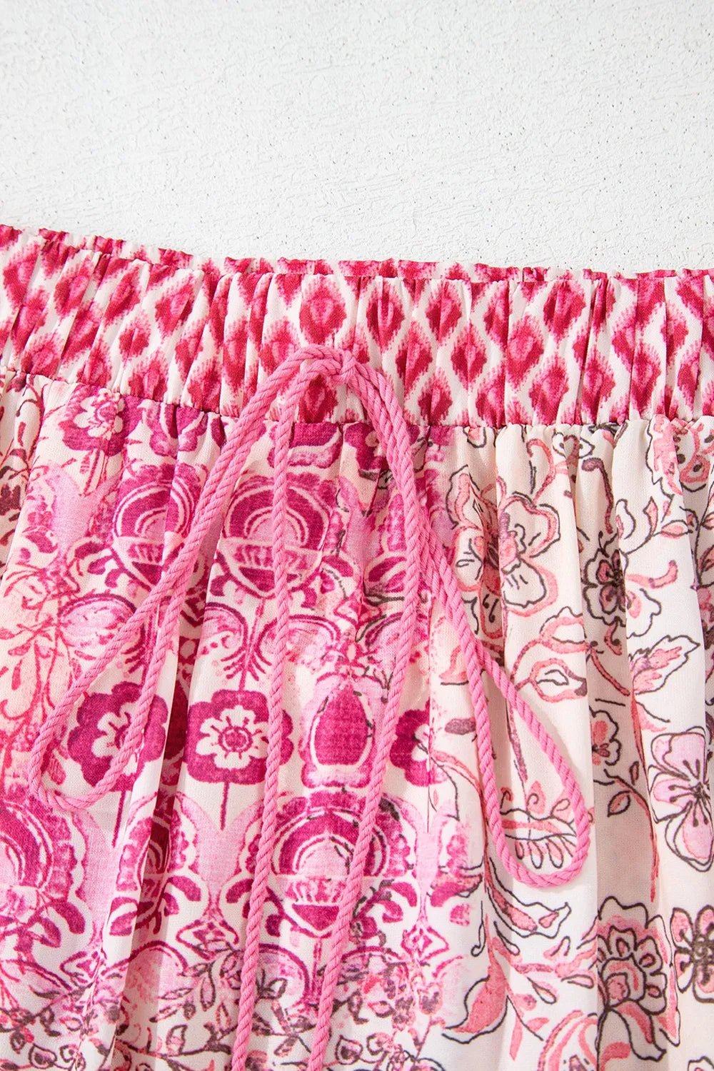Printed Tassel Drawstring High Waist Maxi Skirt - adritiX