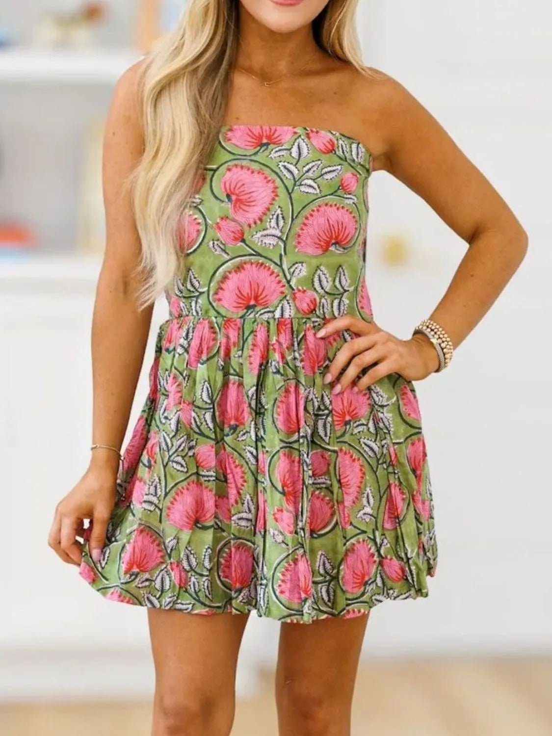 Printed Tube Mini Dress - adritiX