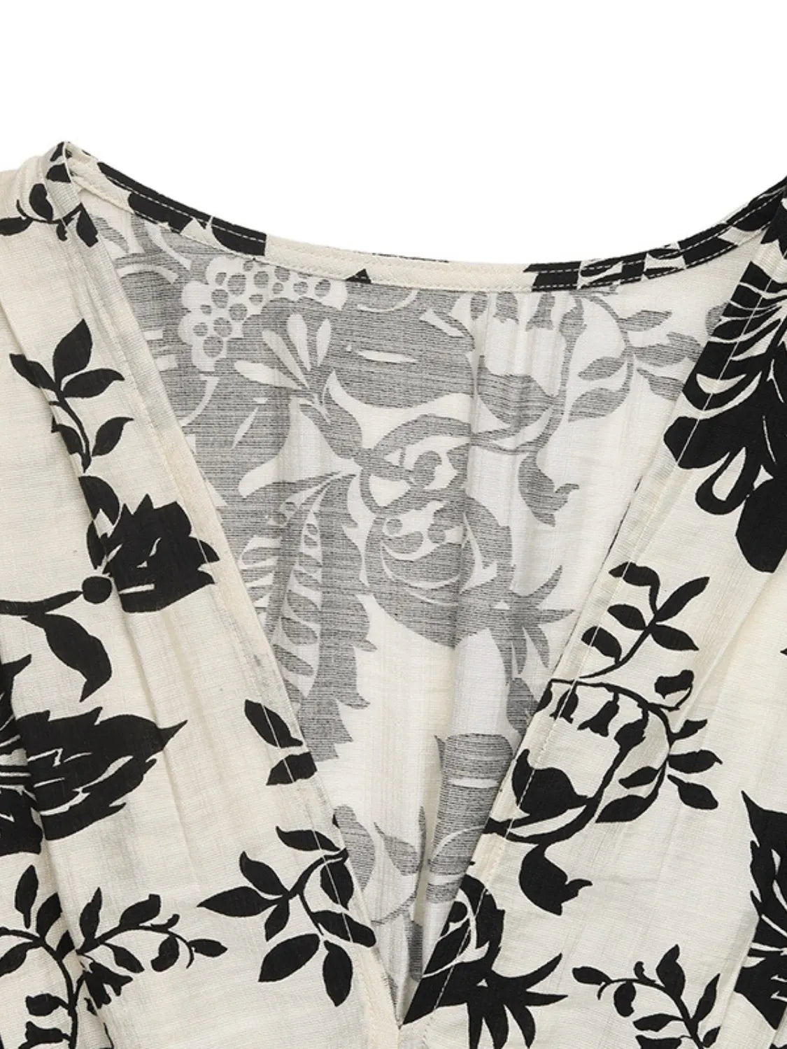 Printed V - Neck Cap Sleeve Dress - adritiX