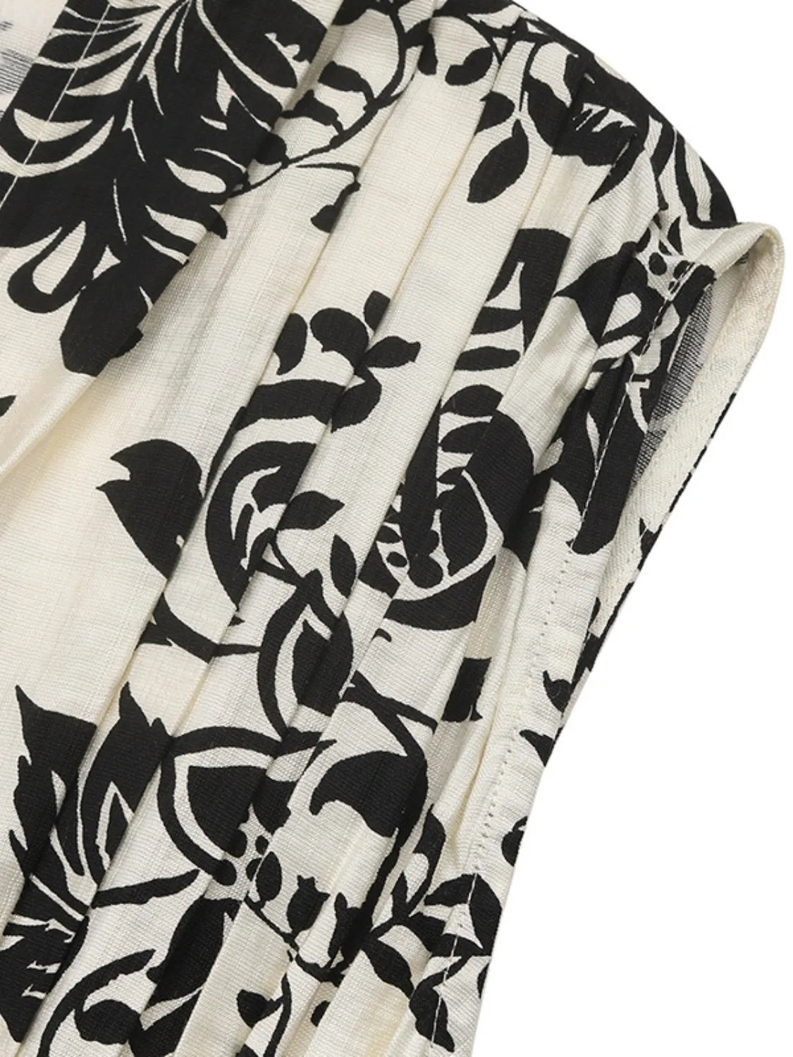 Printed V - Neck Cap Sleeve Dress - adritiX