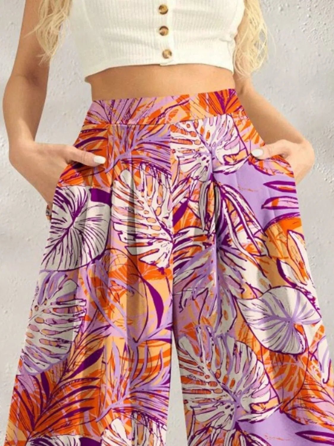 Printed Wide Leg Pants - adritiX
