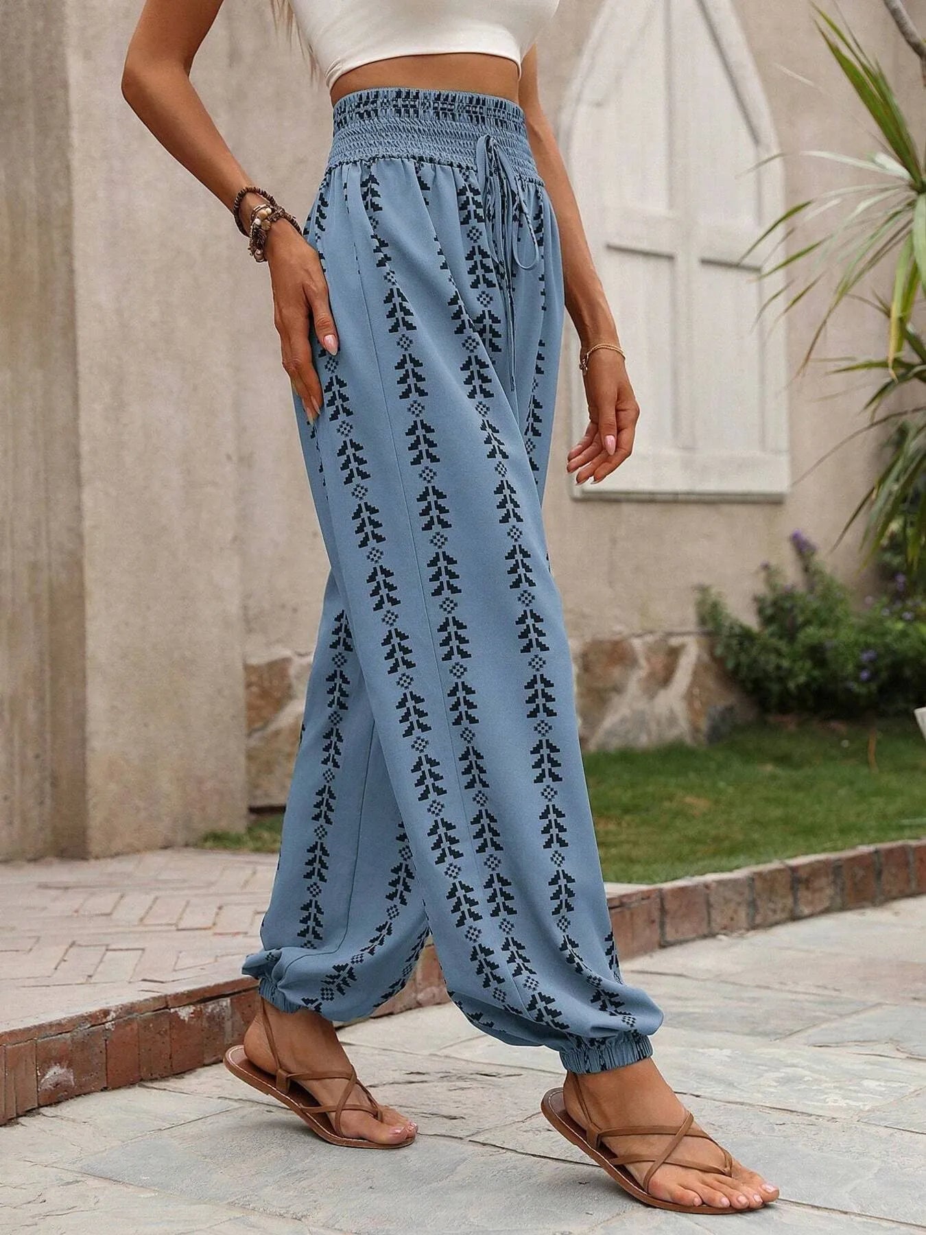 Printed Wide Leg Pants - adritiX