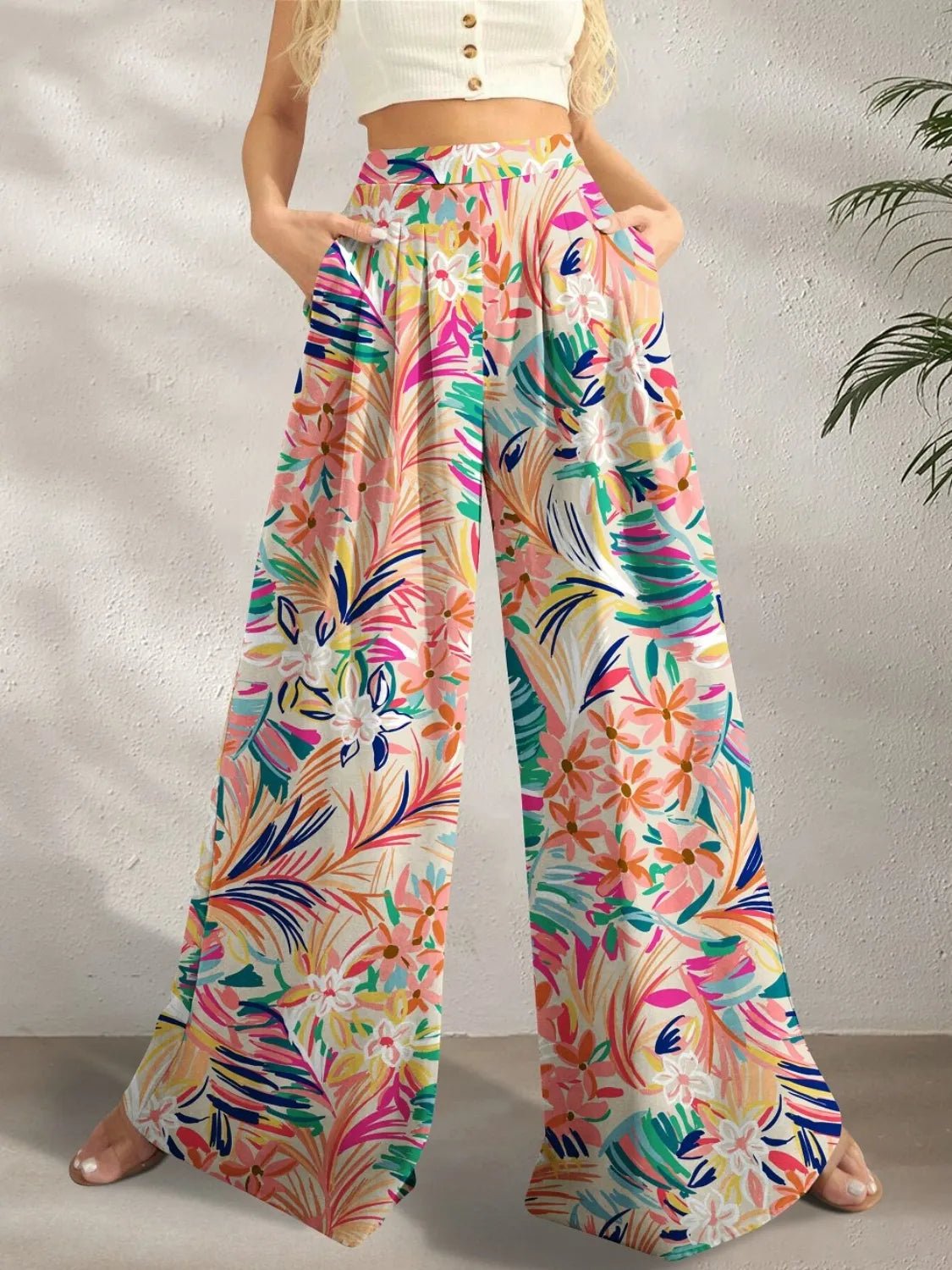Printed Wide Leg Pants - adritiX