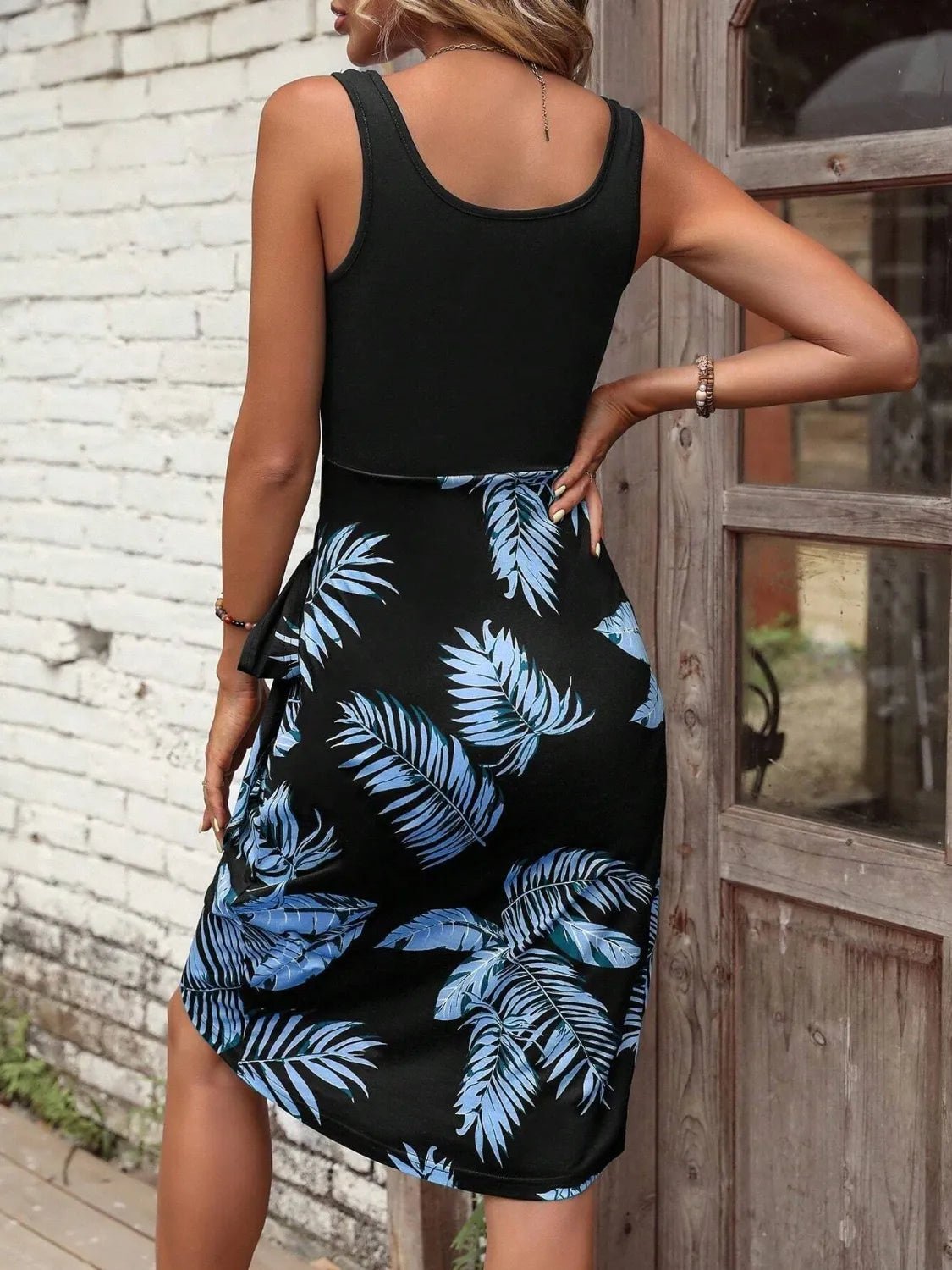 Printed Wide Strap Tank Dress - adritiX