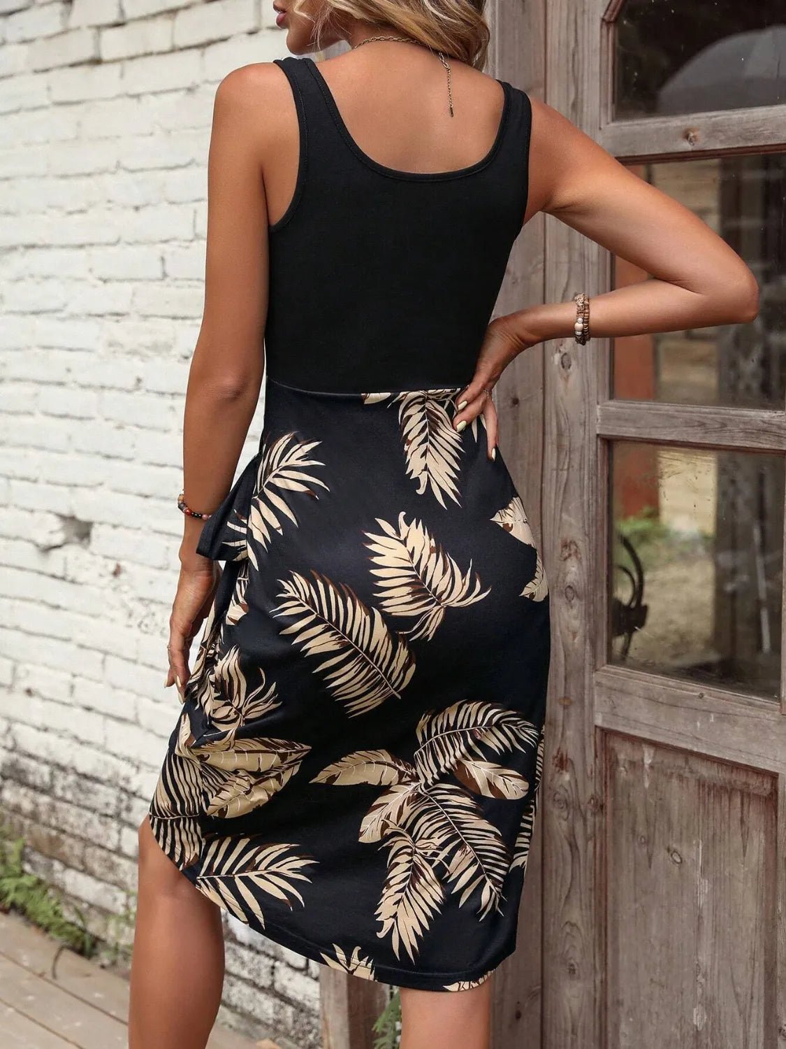 Printed Wide Strap Tank Dress - adritiX
