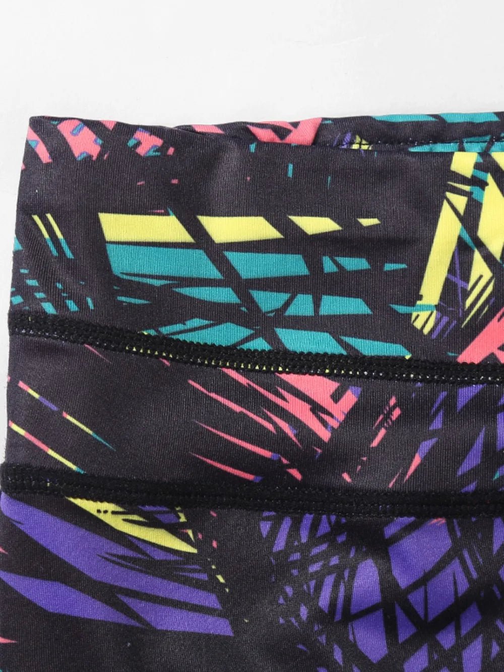 Printed Wide Waistband Active Leggings with Stirrups - adritiX