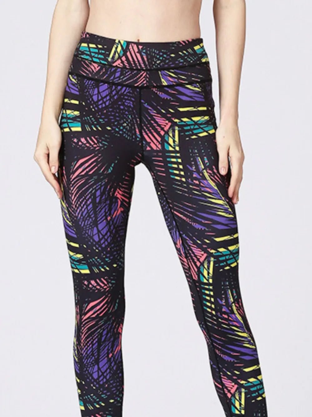 Printed Wide Waistband Active Leggings with Stirrups - adritiX