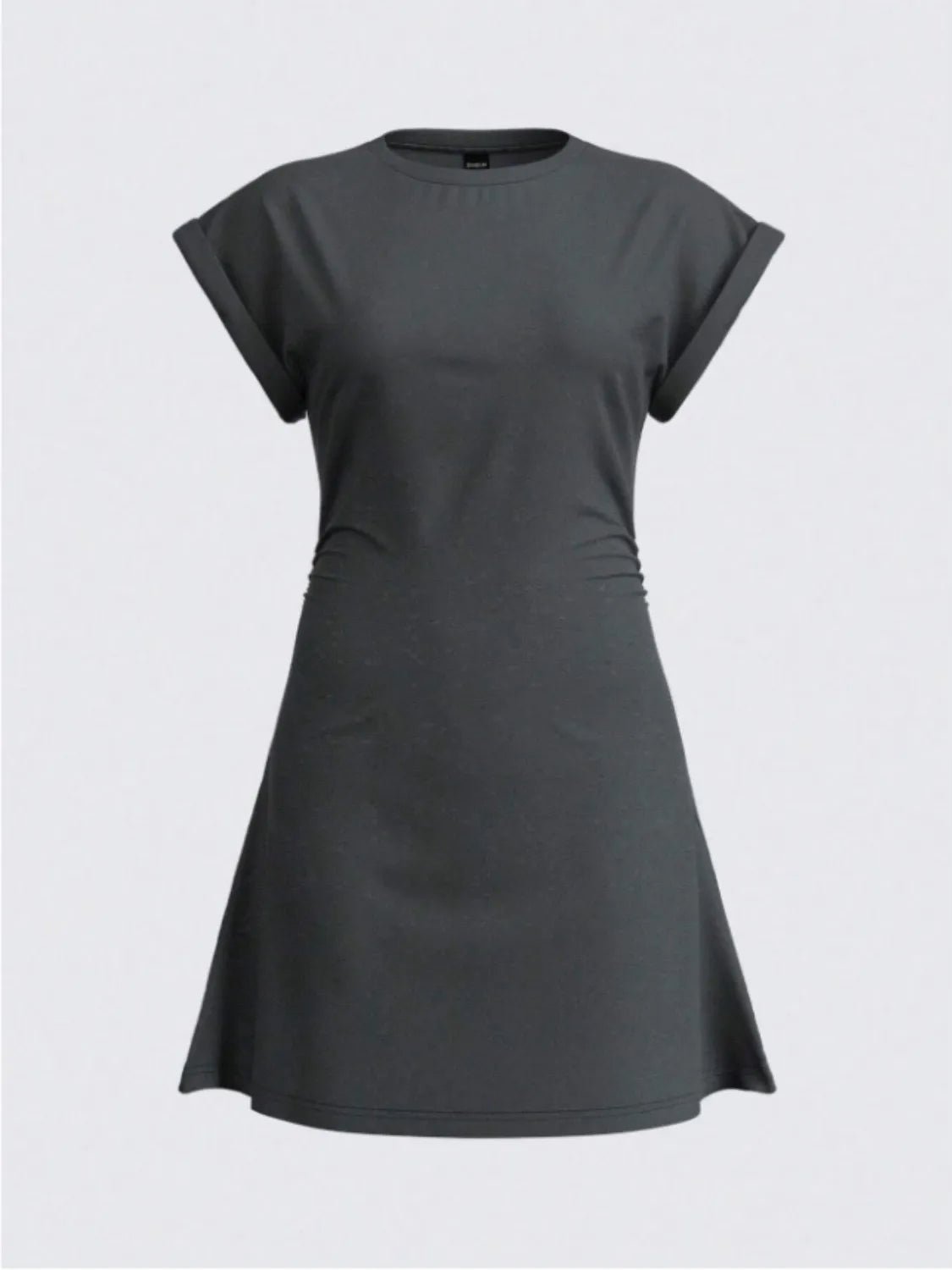 Round Neck Short Sleeve Mini Tee Dress - adritiX