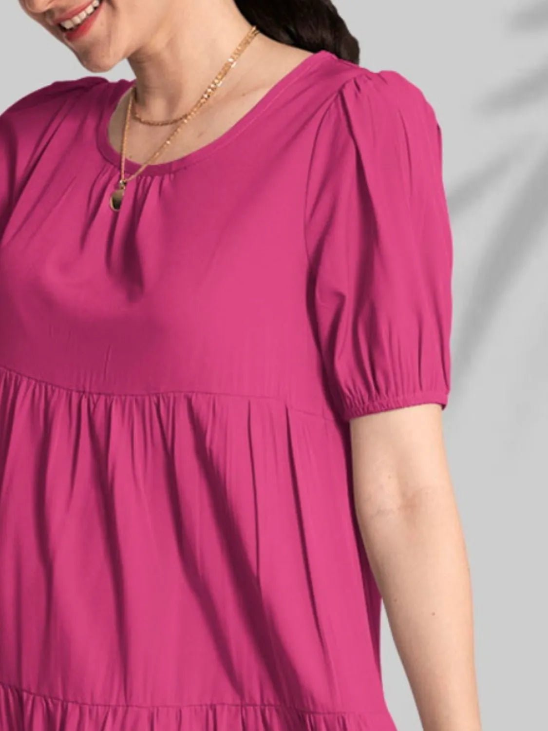 Round Neck Short Sleeve Mini Tee Dress - adritiX