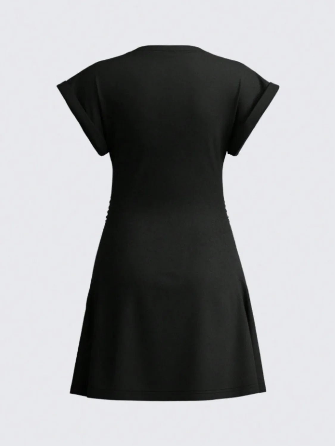 Round Neck Short Sleeve Mini Tee Dress - adritiX