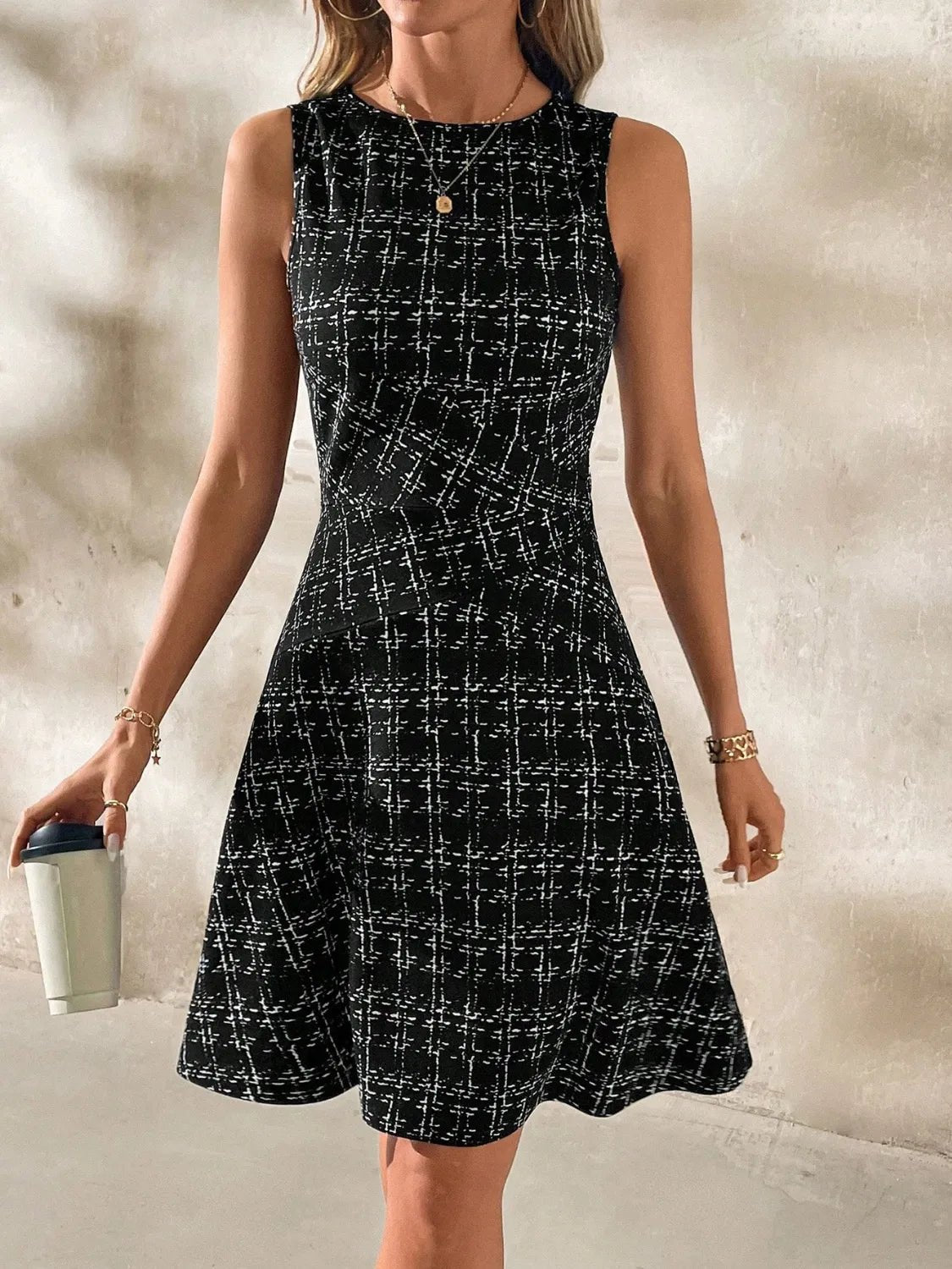 Round Neck Sleeveless Dress - adritiX