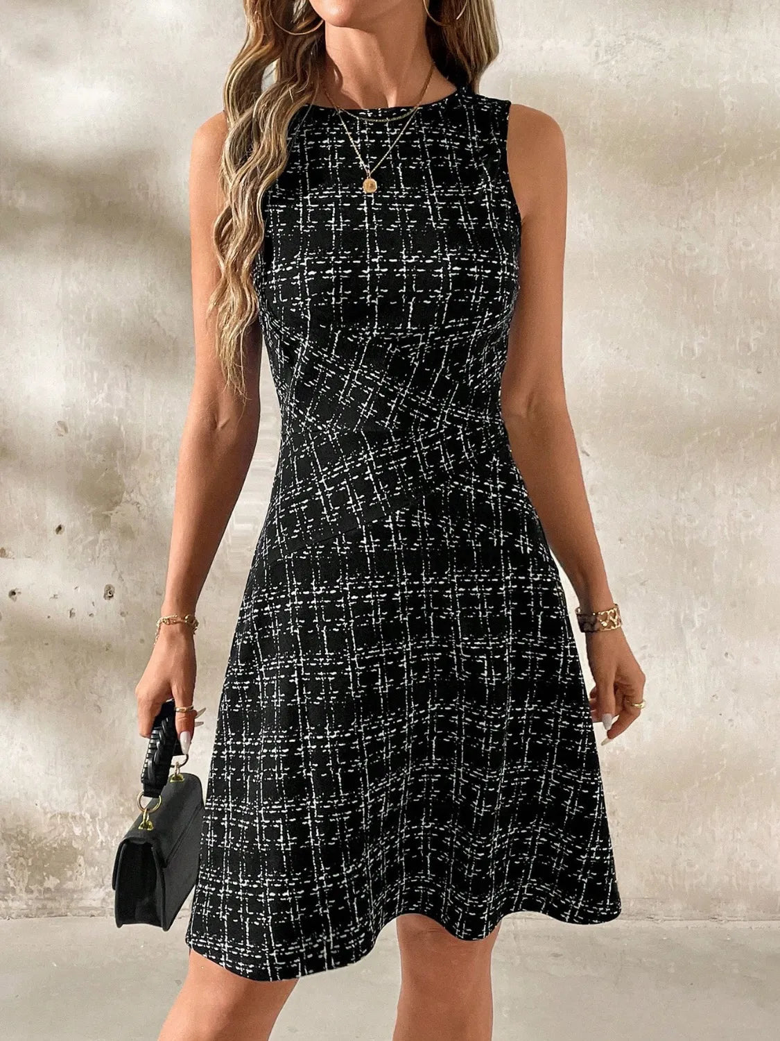 Round Neck Sleeveless Dress - adritiX
