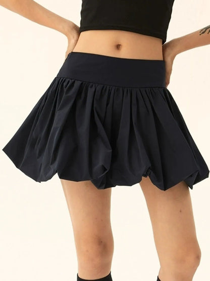 Ruched Bubble Hem Mini Skirt - adritiX