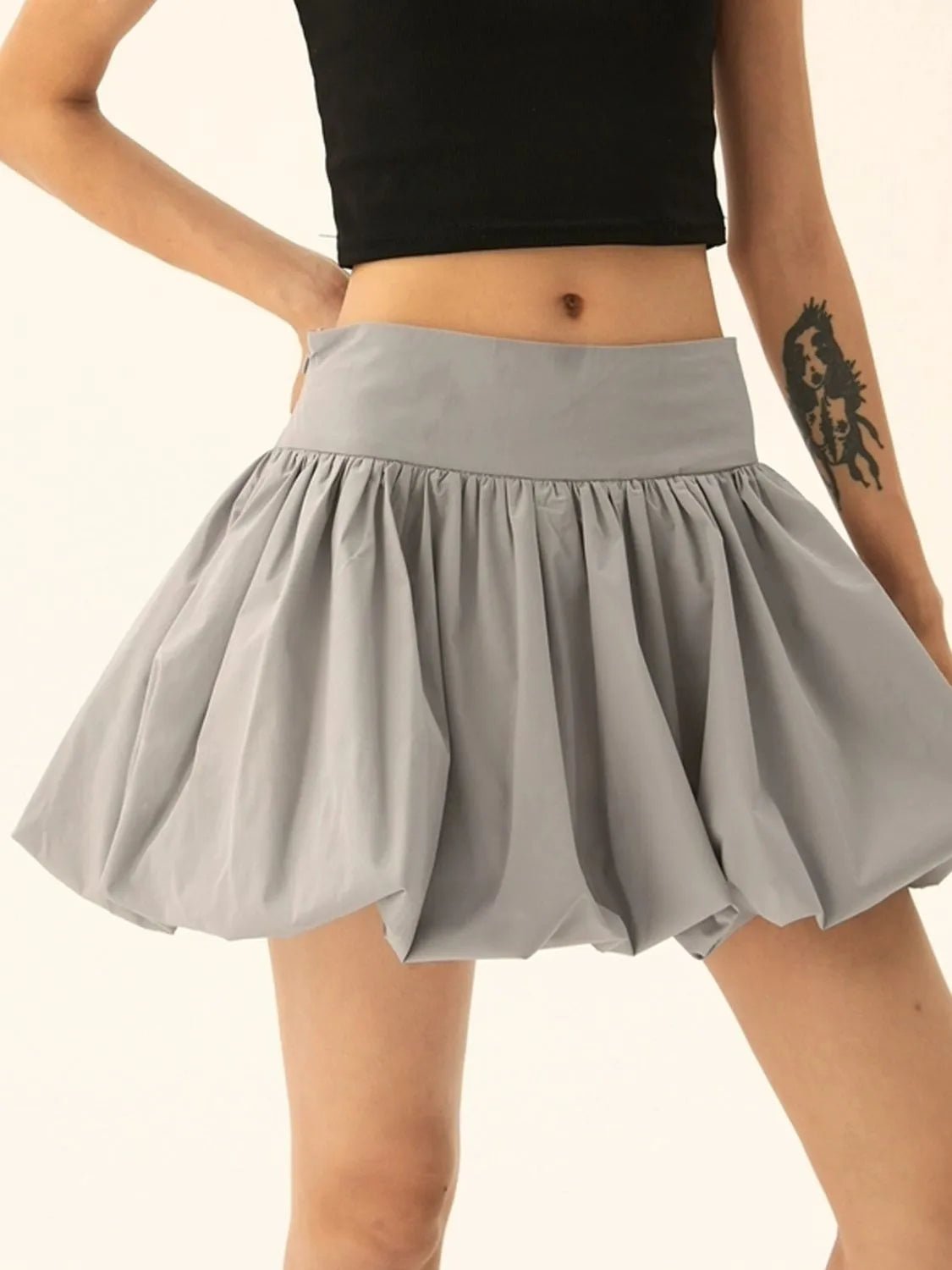 Ruched Bubble Hem Mini Skirt - adritiX