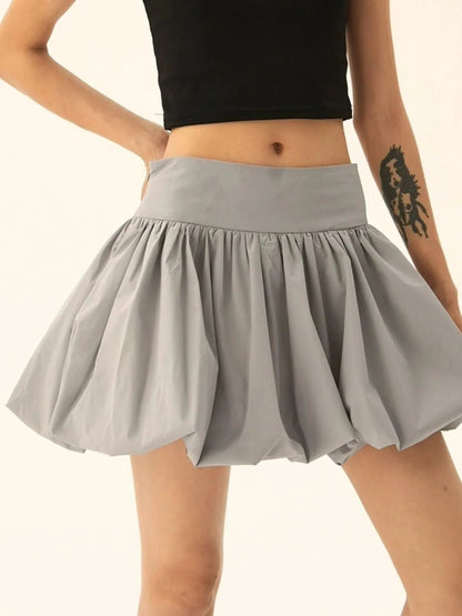 Ruched Bubble Hem Mini Skirt - adritiX