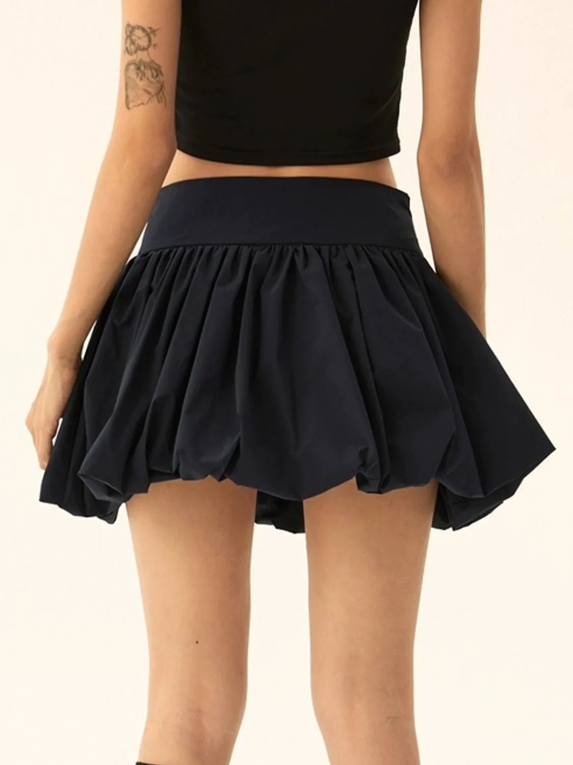 Ruched Bubble Hem Mini Skirt - adritiX