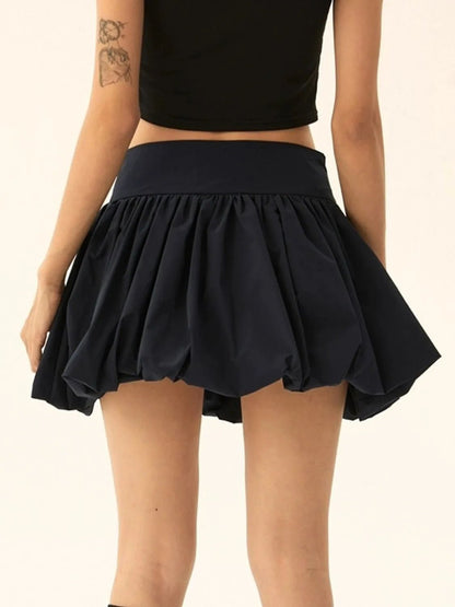 Ruched Bubble Hem Mini Skirt - adritiX