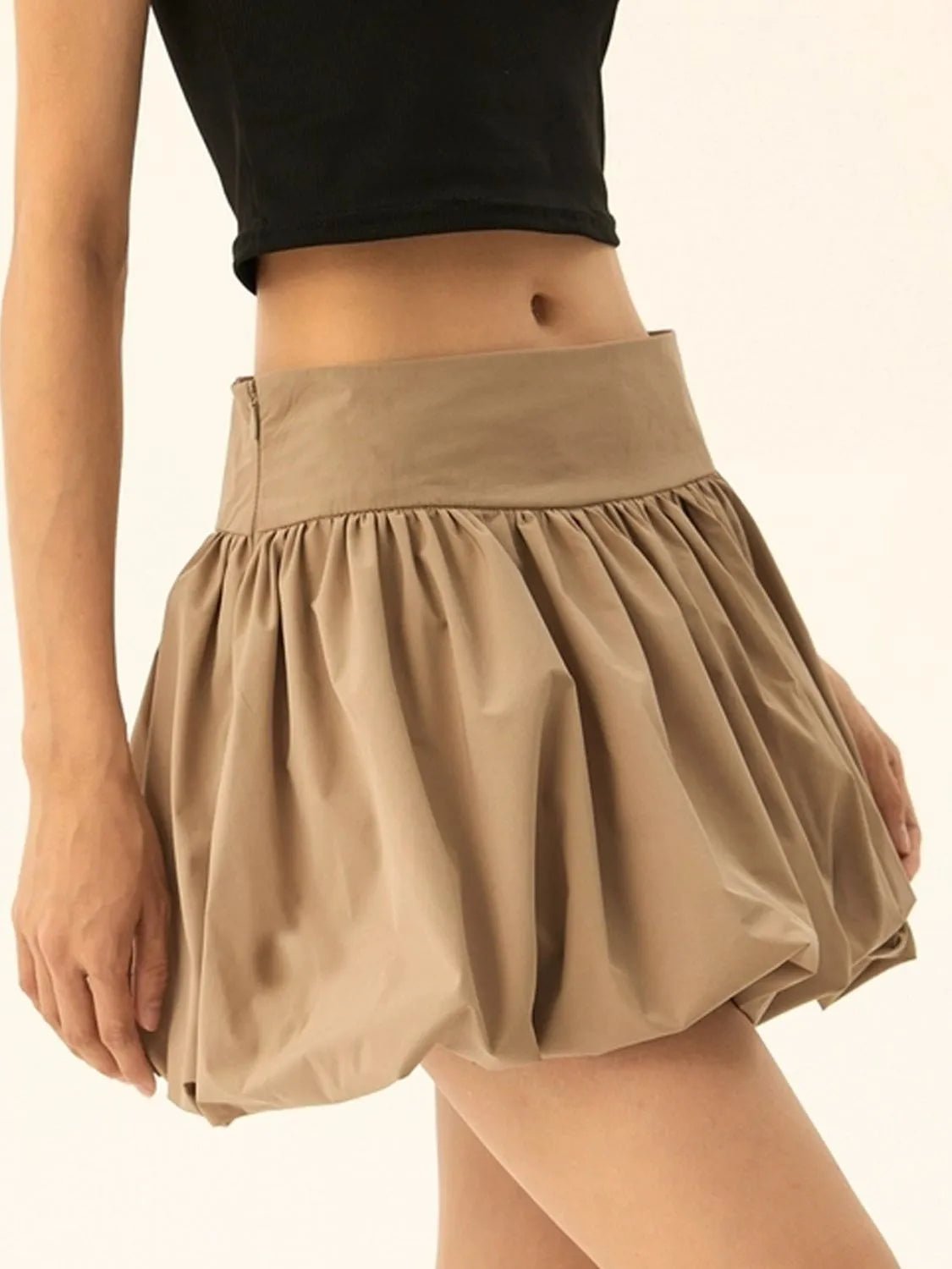Ruched Bubble Hem Mini Skirt - adritiX
