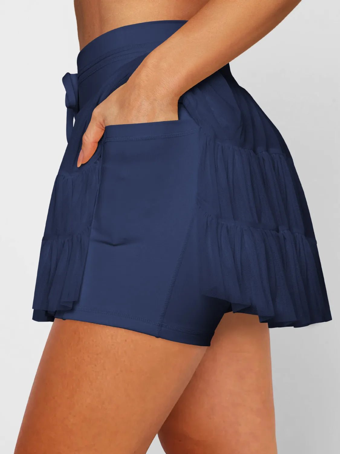 Ruched Mini Skort with Pockets - adritiX