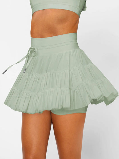 Ruched Mini Skort with Pockets - adritiX