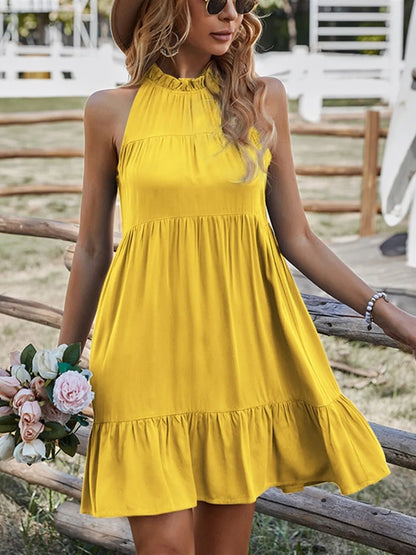 Ruffled Hem Sleeveless Mini Dress - adritiX