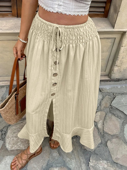 Ruffled Hem Slit Skirt - adritiX