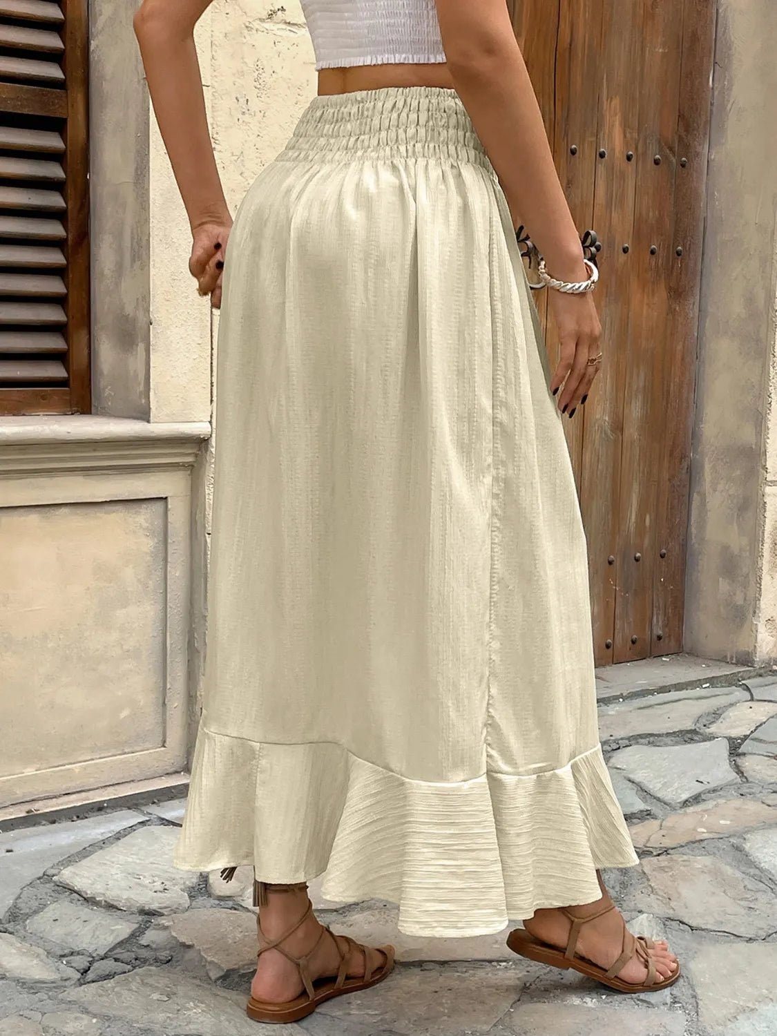 Ruffled Hem Slit Skirt - adritiX