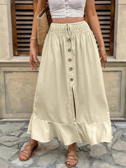 Ruffled Hem Slit Skirt - adritiX