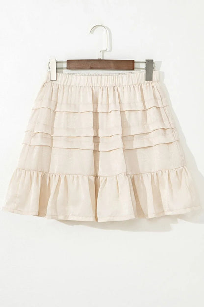 Ruffled Hemline Elastic Waist Mini Skirt - adritiX