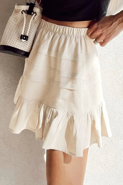 Ruffled Hemline Elastic Waist Mini Skirt - adritiX