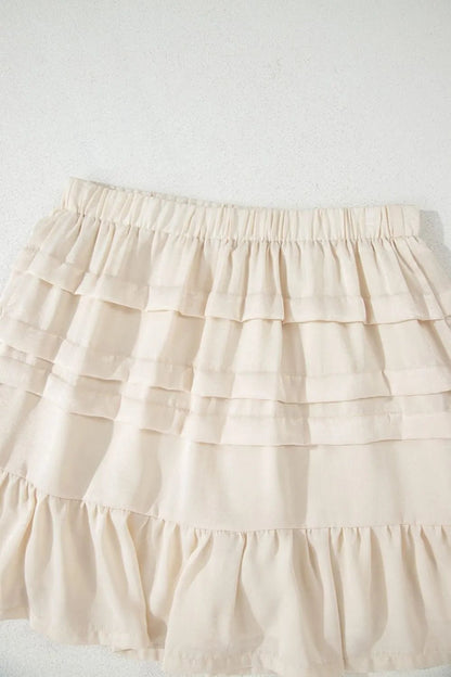 Ruffled Hemline Elastic Waist Mini Skirt - adritiX