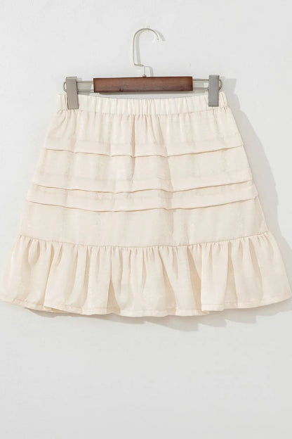 Ruffled Hemline Elastic Waist Mini Skirt - adritiX