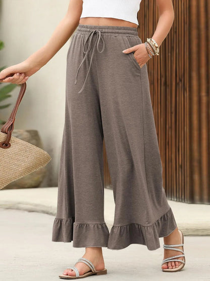 Ruffled Wide Leg Pants - adritiX