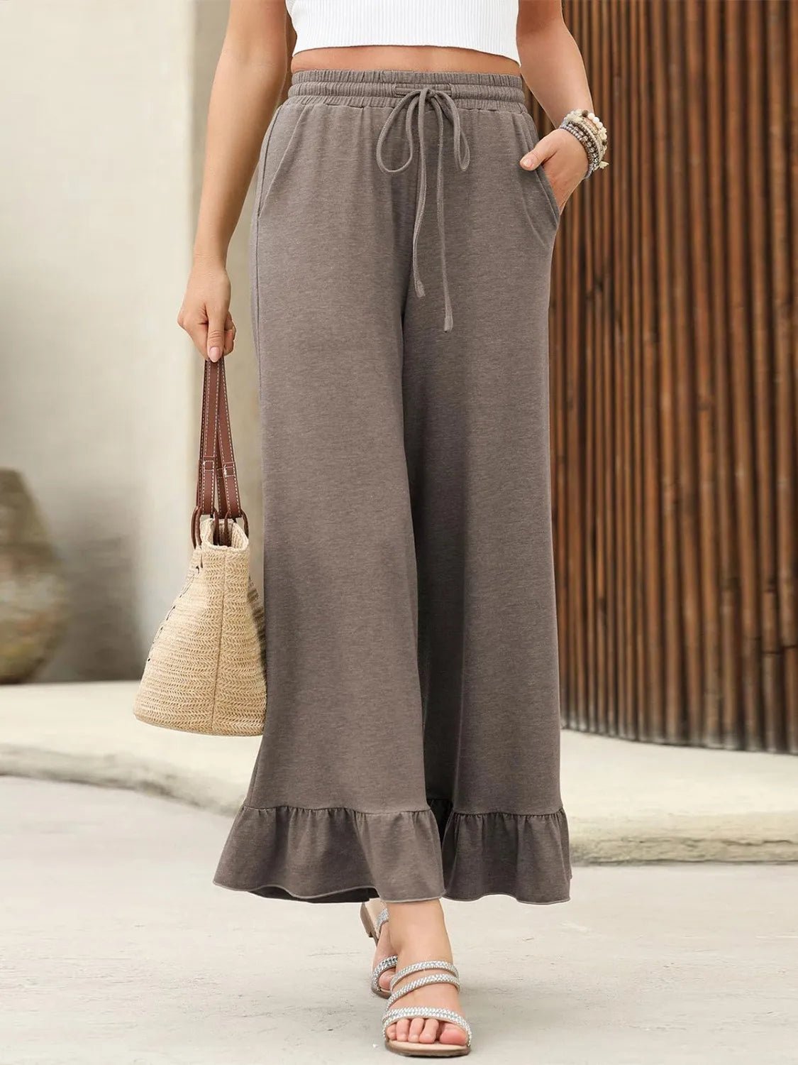 Ruffled Wide Leg Pants - adritiX