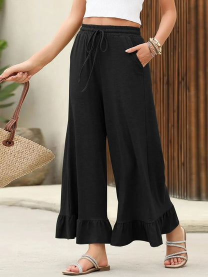 Ruffled Wide Leg Pants - adritiX