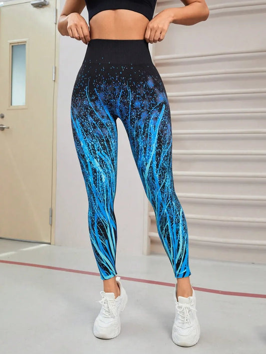 Seamless Printed High Waist Active Leggings - adritiX