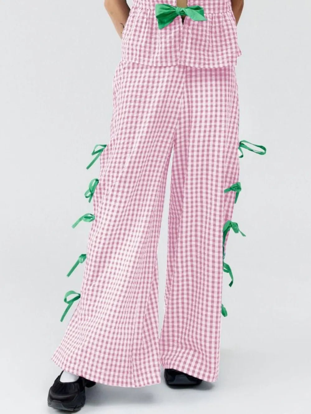 Side Tied Plaid Pants - adritiX