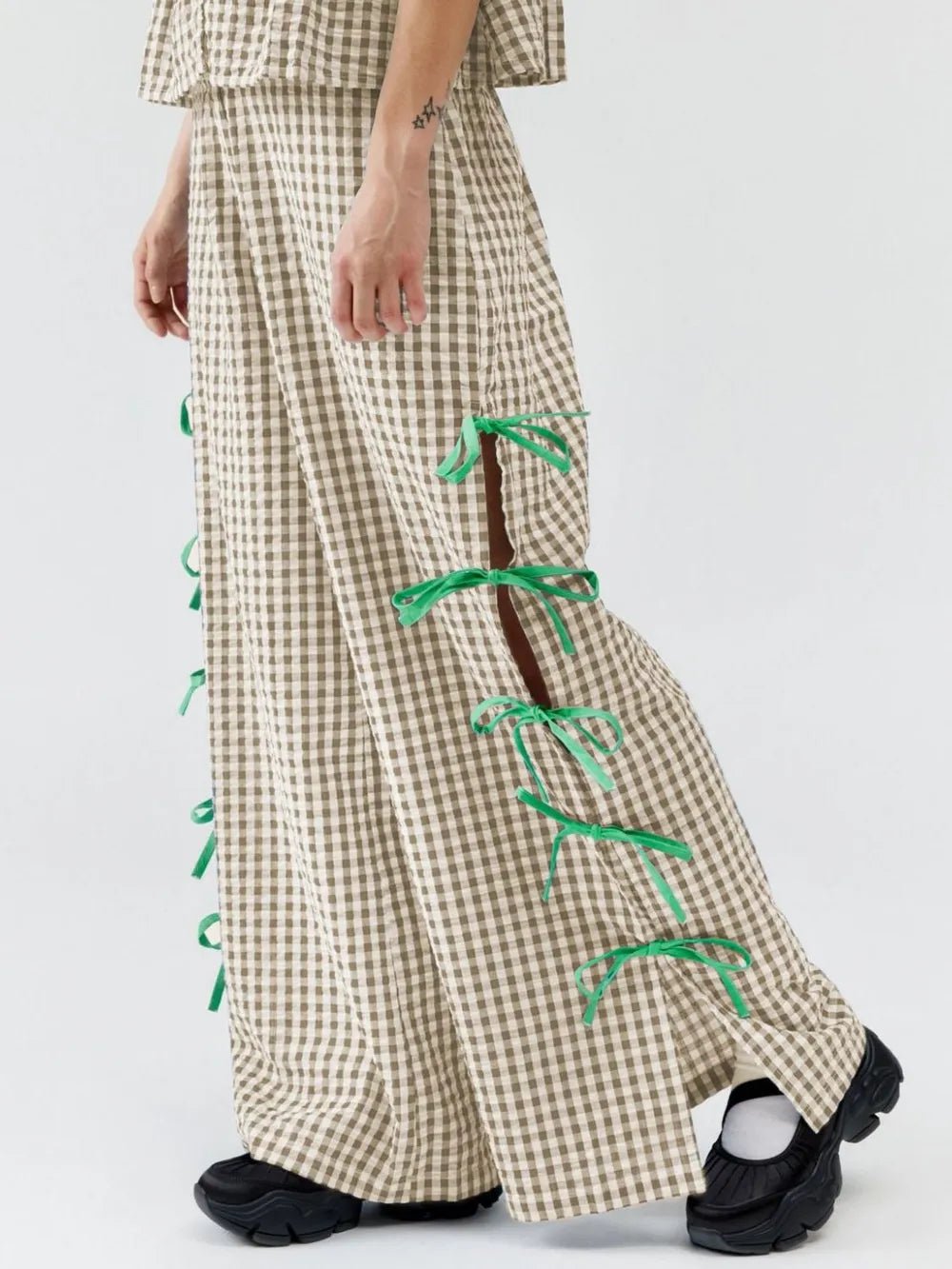 Side Tied Plaid Pants - adritiX