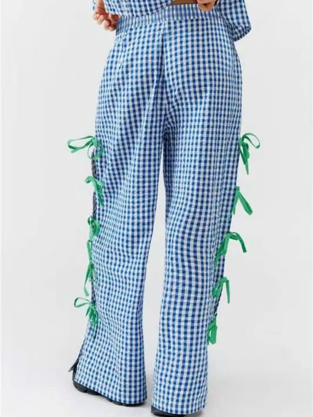 Side Tied Plaid Pants - adritiX