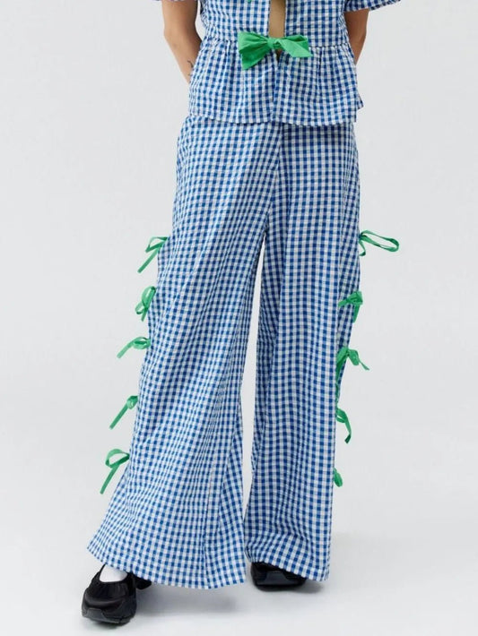 Side Tied Plaid Pants - adritiX