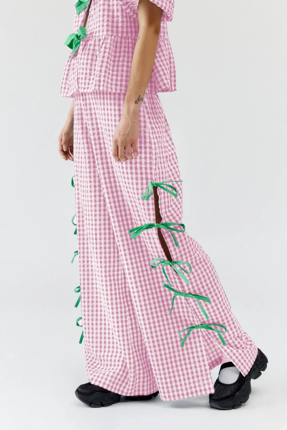 Side Tied Plaid Pants - adritiX