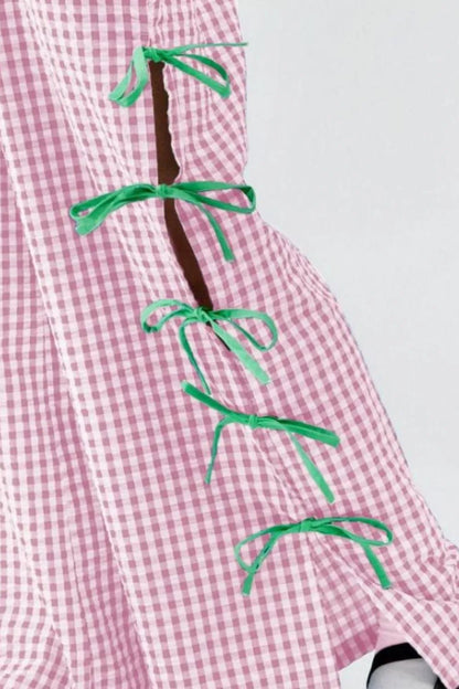 Side Tied Plaid Pants - adritiX